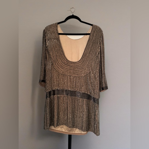 Parker Silk Beaded Drop Waist Mini Dress - Size Small - Picture 2 of 6